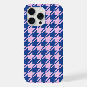 Houndstooth Pink+Blue Pattern iPhone 15 Pro Max Case