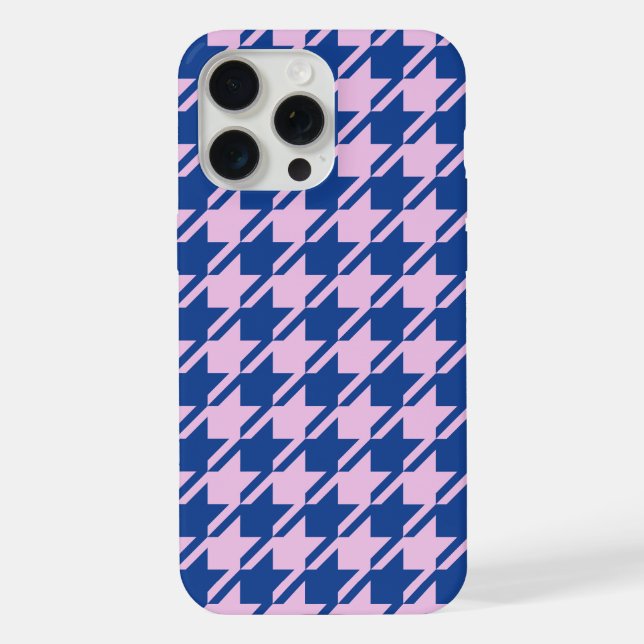 Houndstooth Pink+Blue Pattern iPhone Case (Back)