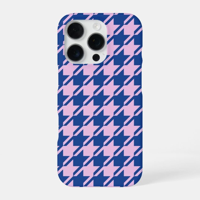 Houndstooth Pink+Blue Pattern iPhone Case (Back)