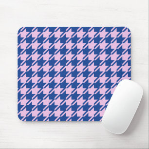 Houndstooth Pink+Blue Pattern Mouse Pad