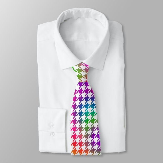 Houndstooth Psychedelic Pattern Tie (Tied)