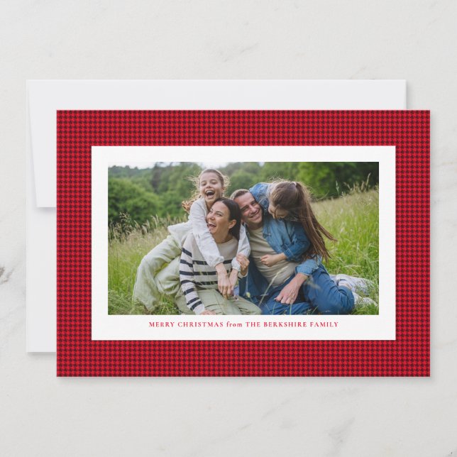 Houndstooth red frame Christmas Holiday Card (Front)