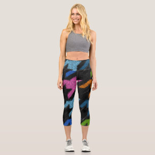 Houndstooth: rough canvas imitation. capri leggings