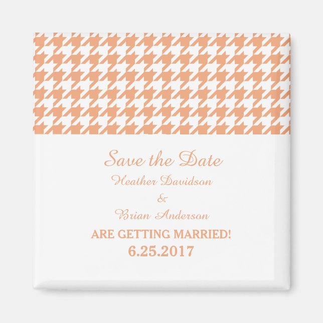 Houndstooth Save the Date Magnet, Orange Magnet (Front)