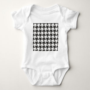 Houndstooth seamless grey, black and white pattern baby bodysuit