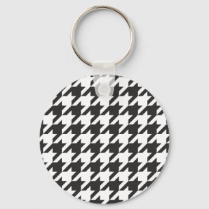 Houndstooth seamless grey, black and white pattern key ring