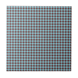 Houndstooth Sky and Brown Ceramic Tile