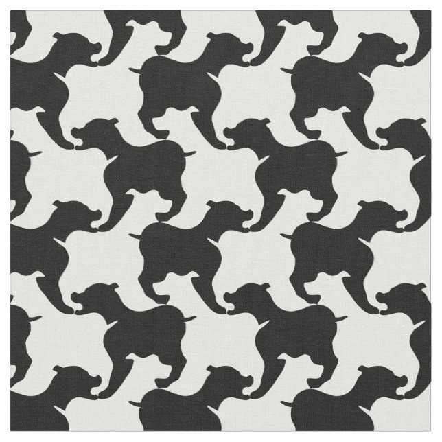 Houndstooth Style Tesselation black Dog Fabric (Close Up)