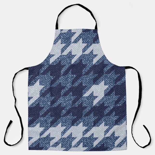 Houndstooth Tartan Jeans Background Design Apron (Front)