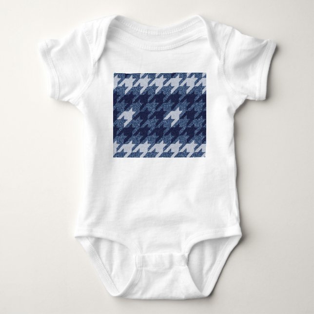 Houndstooth Tartan Jeans Background Design Baby Bodysuit (Front)