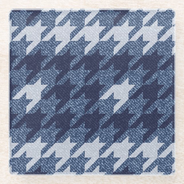 Houndstooth Tartan Jeans Background Design Glass Coaster (Front)