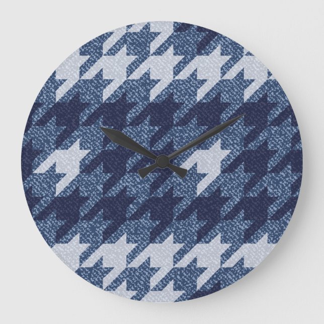 Houndstooth Tartan Jeans Background Design Large Clock (Front)