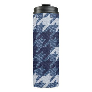 Houndstooth Tartan Jeans Background Design Thermal Tumbler
