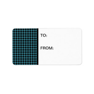 Houndstooth Teal and Black Label