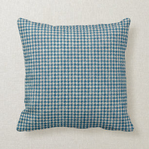 Houndstooth Teal Blue Pattern Cushion