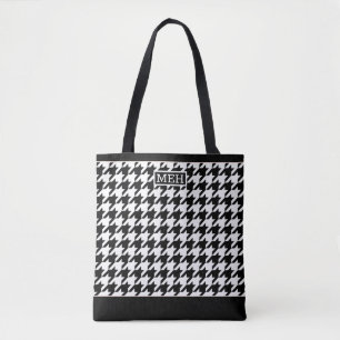 Houndstooth TI Monogrammed BW Tote Bag