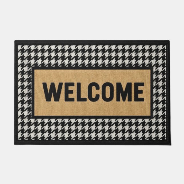Houndstooth Welcome Doormat (Front)