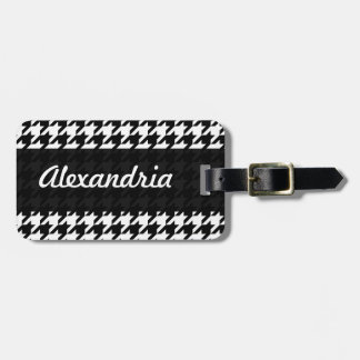 Houndstooth White Black Decorative Art Pattern Luggage Tag
