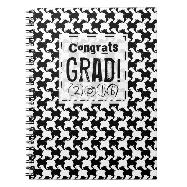 Houndstooth with Dogs Graduation Guest Book (Front)