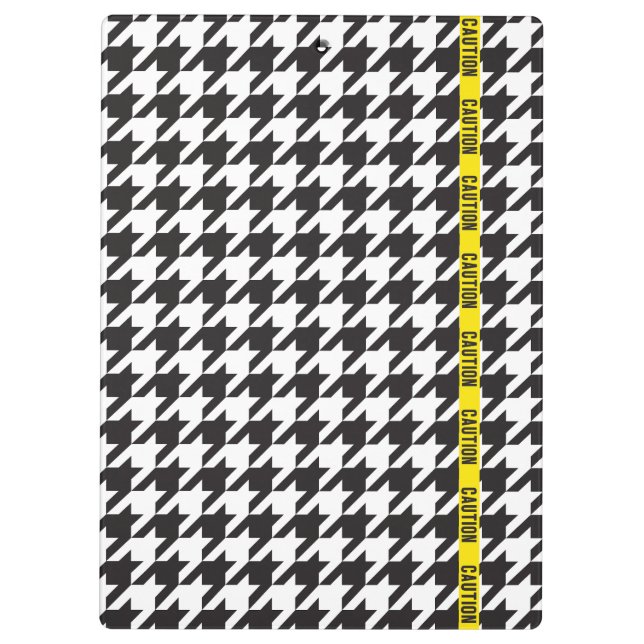 Houndstooth Wrapped in Caution  Clipboard (Back)