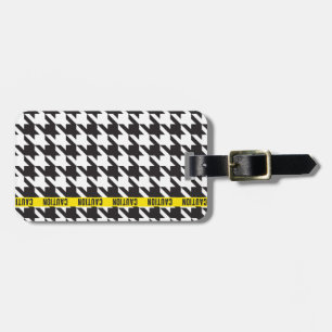 Houndstooth Wrapped in Caution  Luggage Tag
