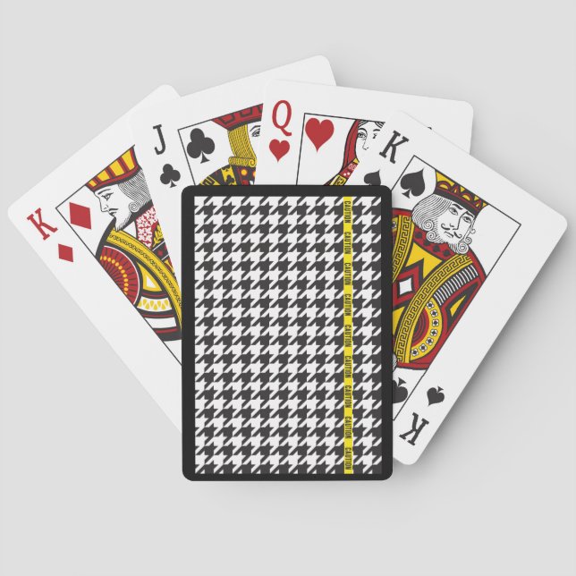 Houndstooth Wrapped in Caution  Playing Cards (Back)