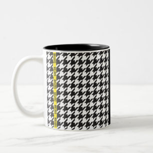 Houndstooth Wrapped in Caution Two-Tone Coffee Mug