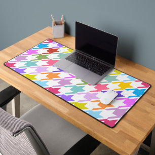 Houndtooth Multicolor+White Big Pattern Desk Mat