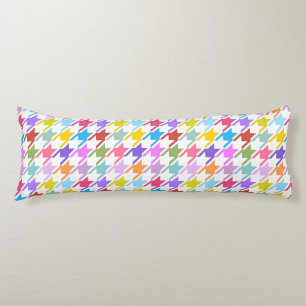 Houndtooth Multicolor+White Pattern Body Cushion