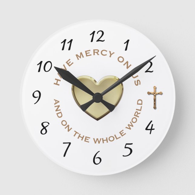HOUR OF DIVINE MERCY PRAYER  CRUCIFIX ROUND CLOCK (Front)