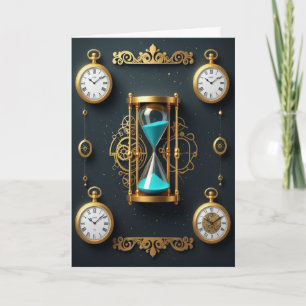 Hourglass and Watches New Year's Holiday Card