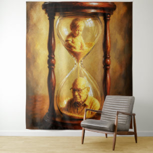 Hourglass of Life Time Passage Symbolic Painting Tapestry