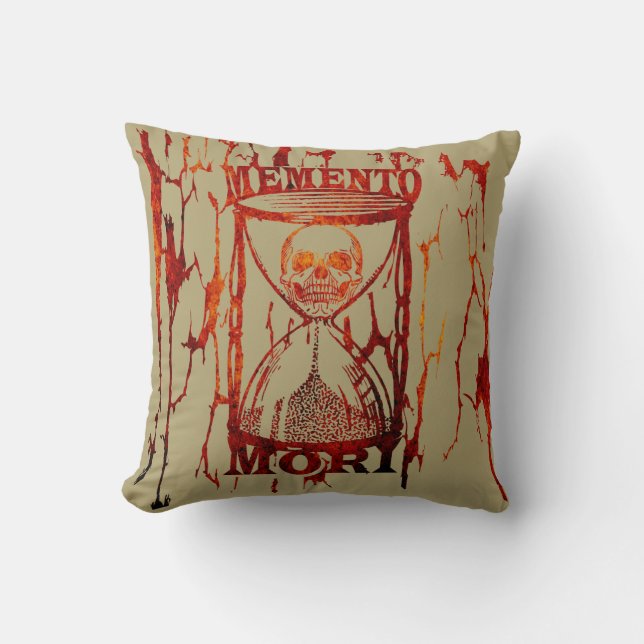 Hourglass Skull Memento Mori Cushion (Front)