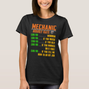 Hourly Rate Shirt Funny Mechanic Shirts Gift HOURL