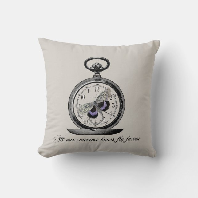 Hours fly fast, Pocket watch and butterfly Cushion (Front)