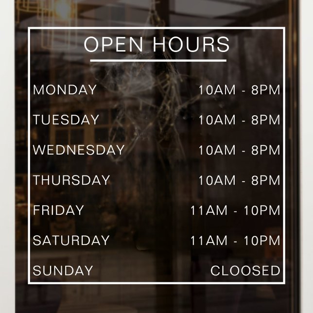 Hours of Operation Store Front Store Business Hour (Creator Uploaded)