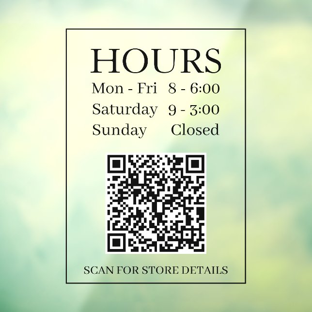 Hours Open Sign, Generate QR Code, Message, Black (Sheet 3)