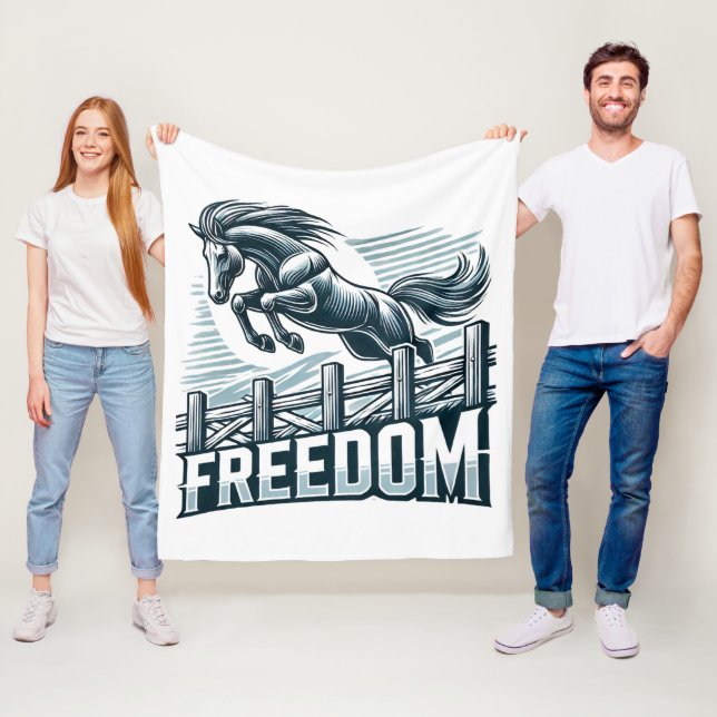Hourse jumping over freedom wall ,symbol of power fleece blanket (In Situ)
