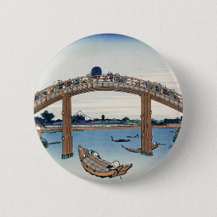Housai  Mount Fuji seen from below Men's Bridge   6 Cm Round Badge