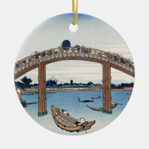 Housai Mount Fuji seen from below Men's Bridge Ceramic Ornament