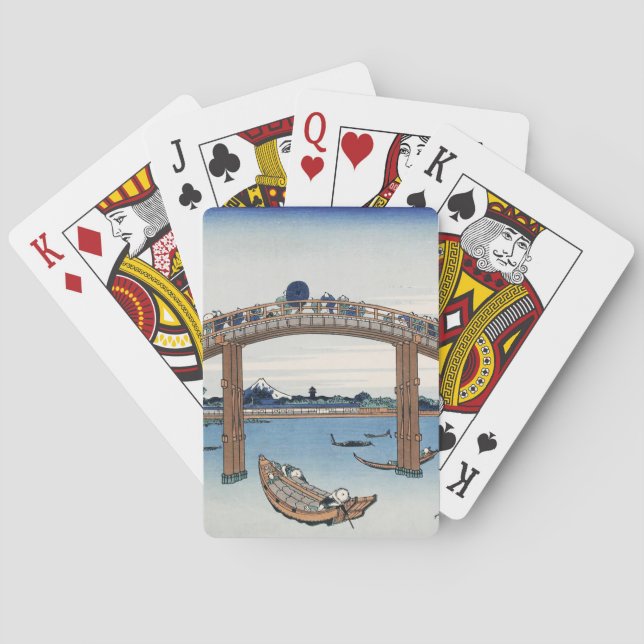 Housai  Mount Fuji seen from below Men's Bridge    Playing Cards (Back)