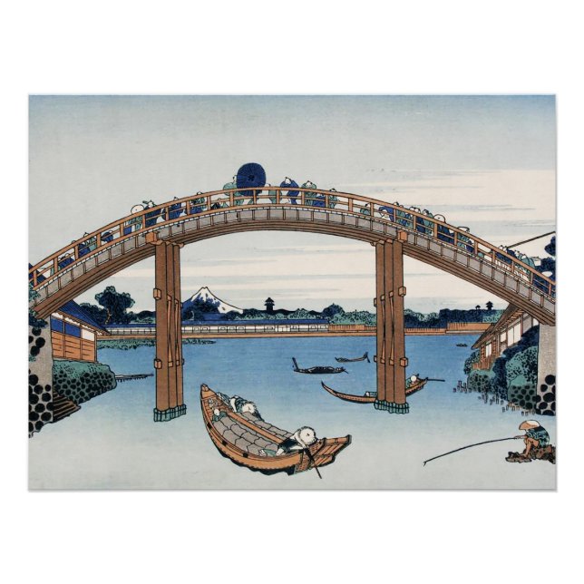 Housai  Mount Fuji seen from below Men's Bridge   Poster (Front)