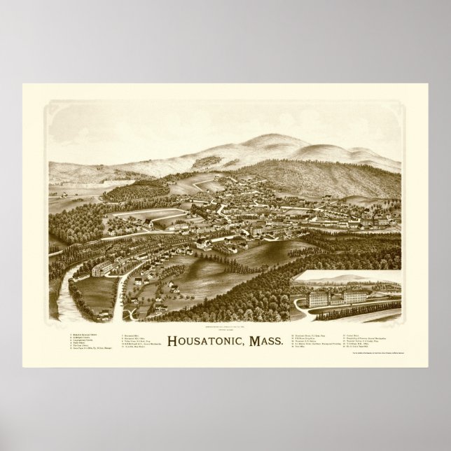 Housatonic, MA Panoramic Map - 1890 Poster (Front)