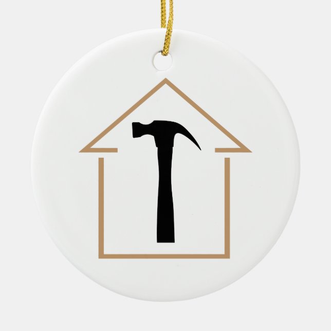 House and Hammer Ceramic Ornament (Front)