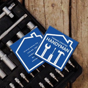 House and tools handyman style square business card