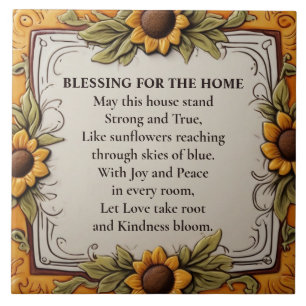 House Blessing Blessed Home Sunflower sign plaque Ceramic Tile