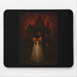 House Bow Shirt Scary Ghost Red Night Spooky Mouse Pad