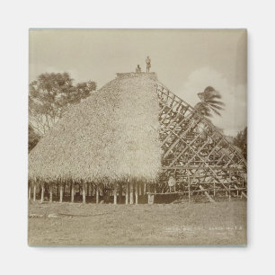 House Building in Samoa, c.1875 (sepia photo) Magnet