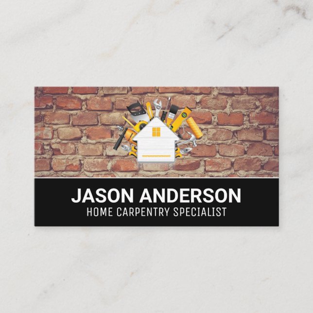 House Carpentry Logo | Brick Wall Business Card (Front)