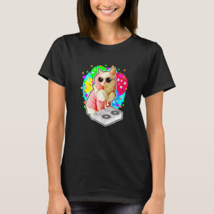 House Cat Rainbow Dj Cat Cute Kitty T-Shirt